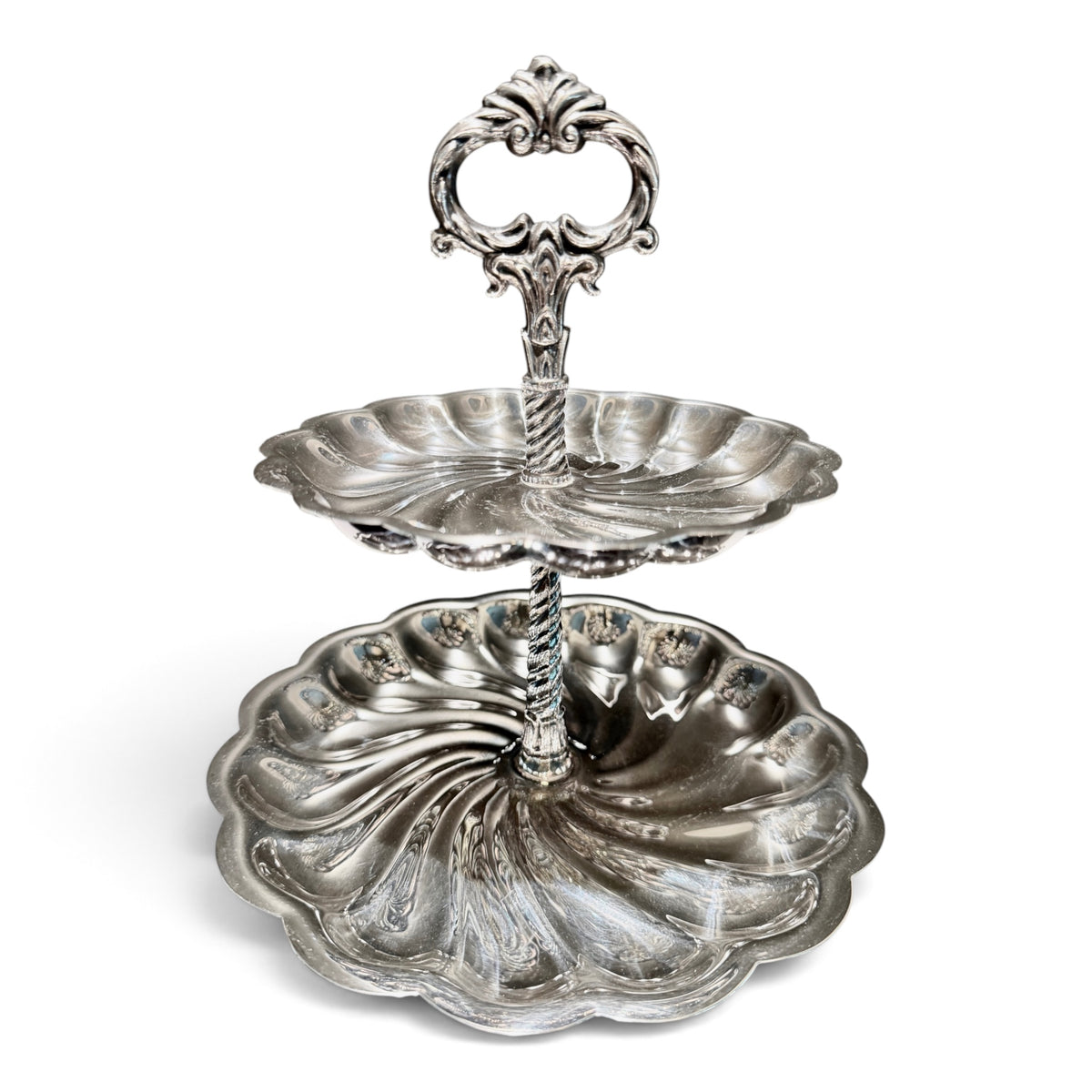 Vintage F.B. Rogers Silver Two-Tier Serving Stand
