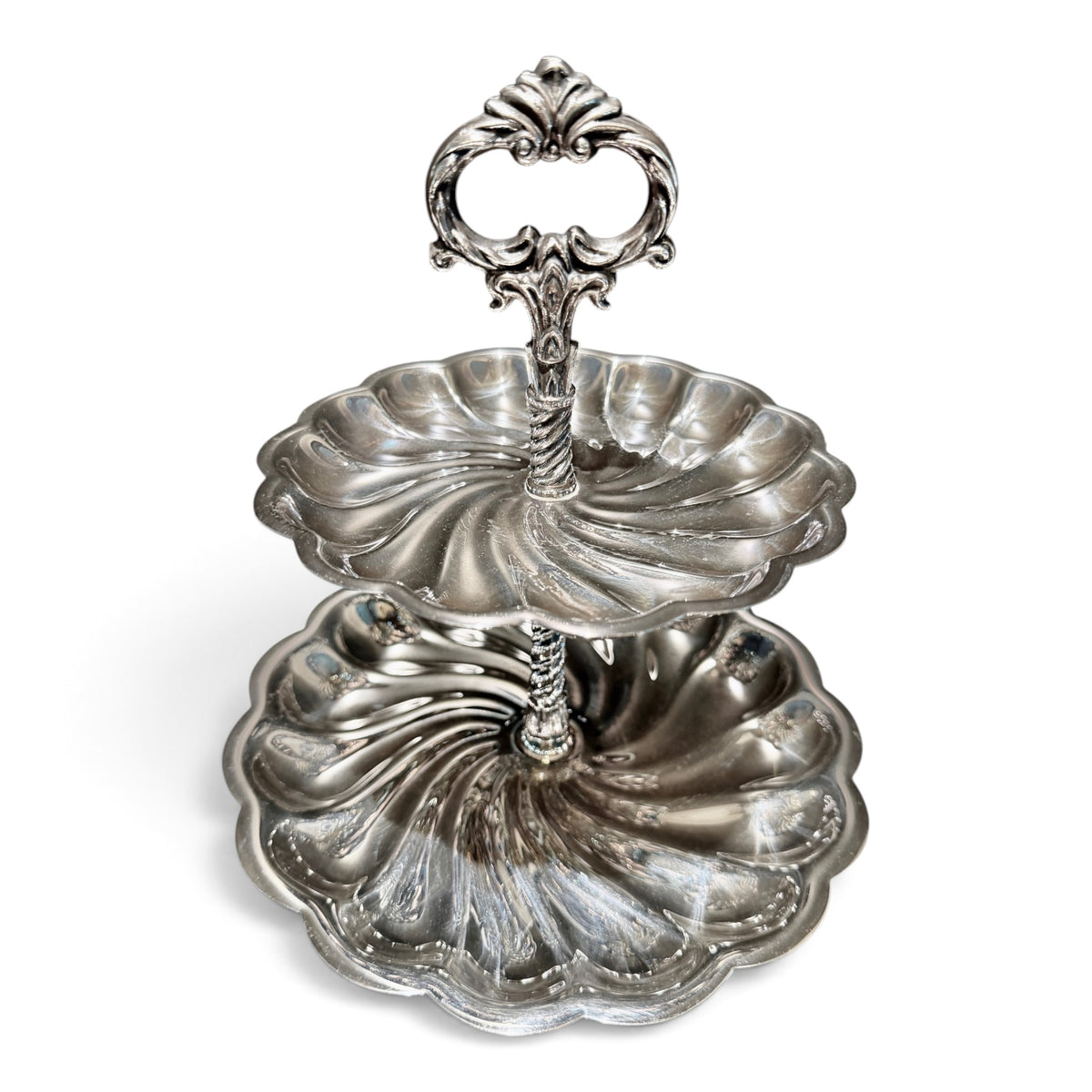 Vintage F.B. Rogers Silver Two-Tier Serving Stand