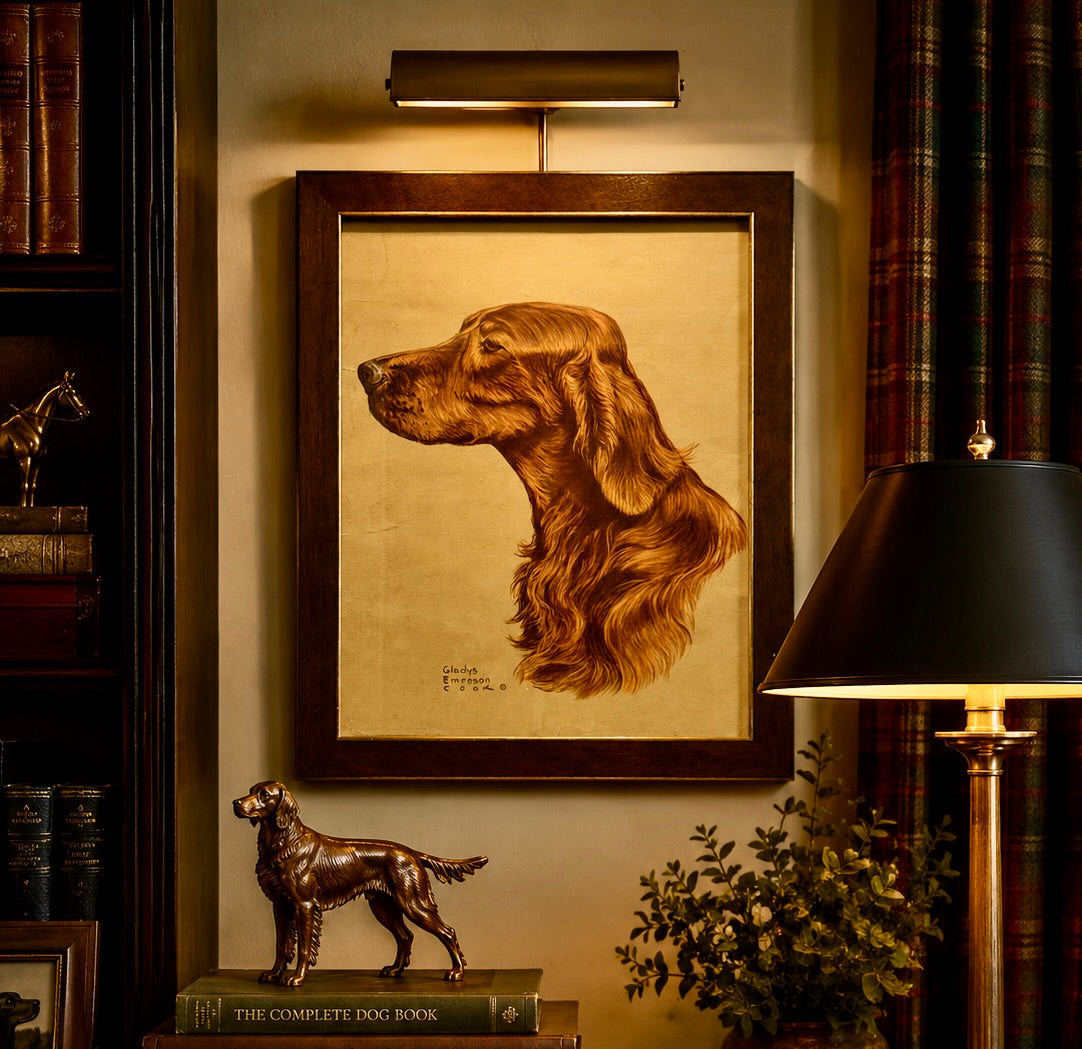 Vintage Gladys Emerson Cook Irish Setter Framed Lithograph
