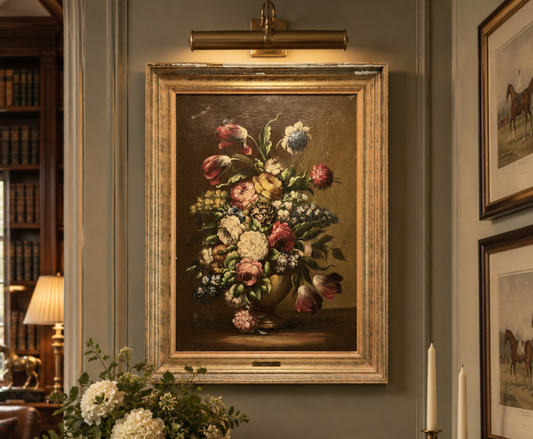 Vintage Signed Bertini Original Floral Still Life Oil Painting in Gilt Frame