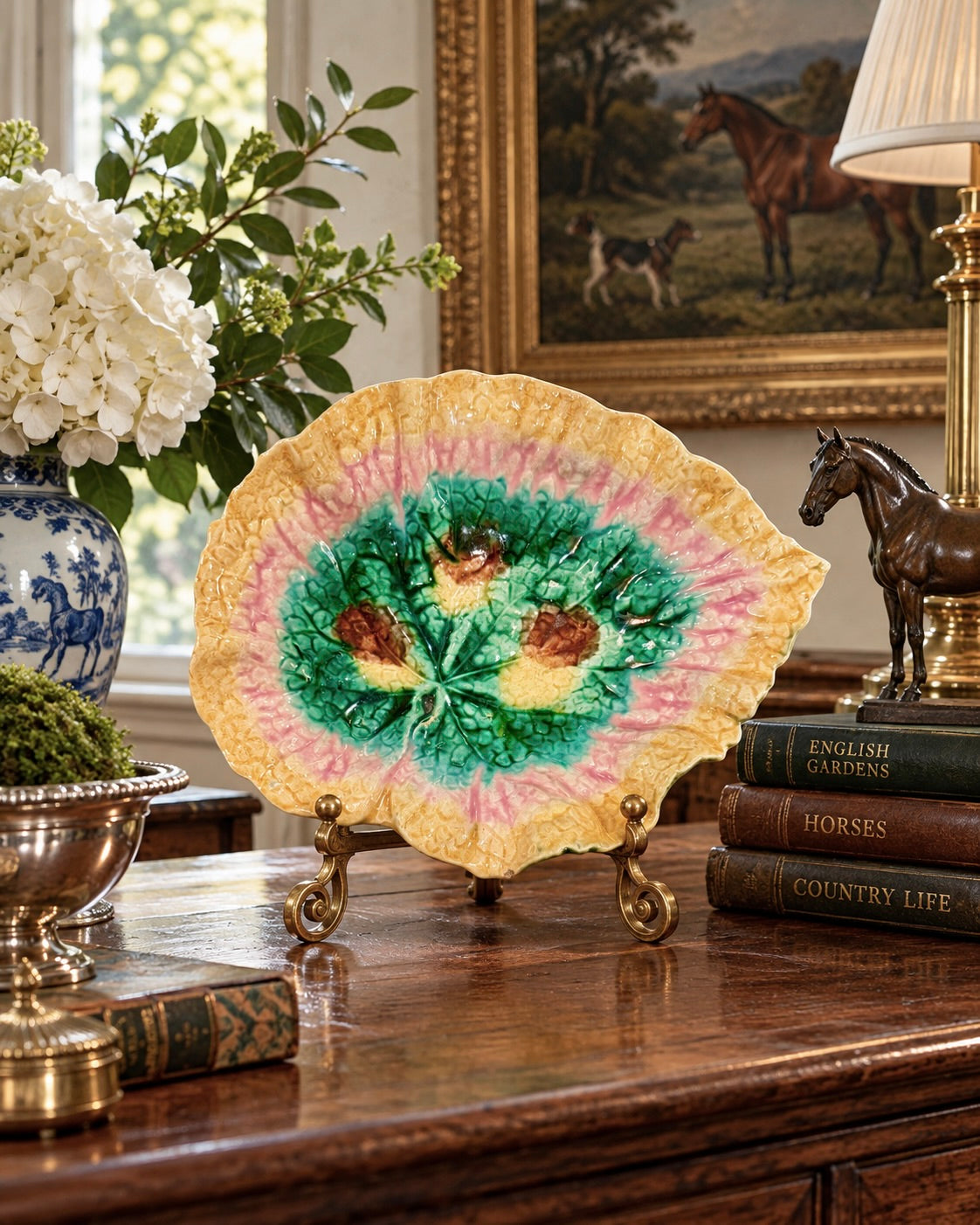 Antique Etruscan Majolica Begonia Leaf Dish | Griffen, Smith & Hill | c. 1880