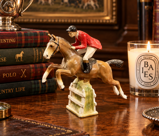 Vintage Hand-Painted Cast Metal English Equestrian Hunter Jumper Figurine