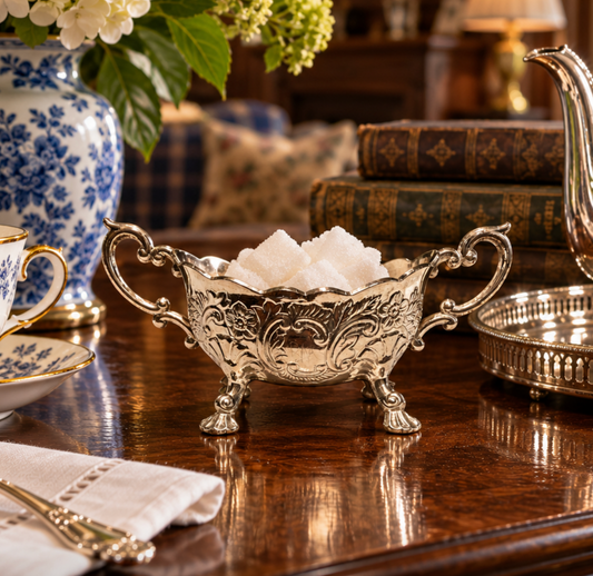 Antique Rococo Revival Silverplate Open Sugar Bowl
