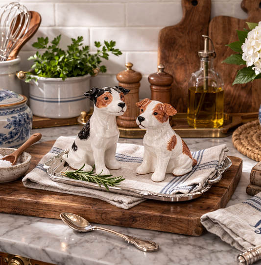 Ceramic Jack Russell Terrier Salt & Pepper Shakers – Set of Two