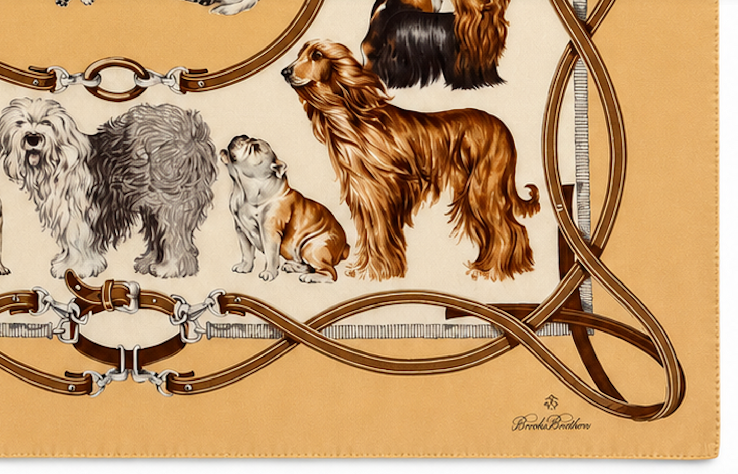 Rare Vintage Brooks Brothers Silk Dog Breeds Scarf - Made In Italy