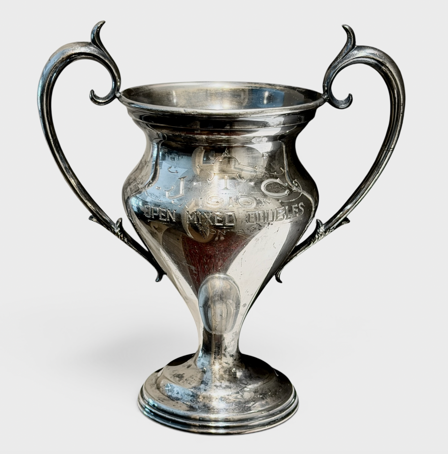 Large c.1910 Antique Silver Loving Cup Lawn Tennis Club Trophy