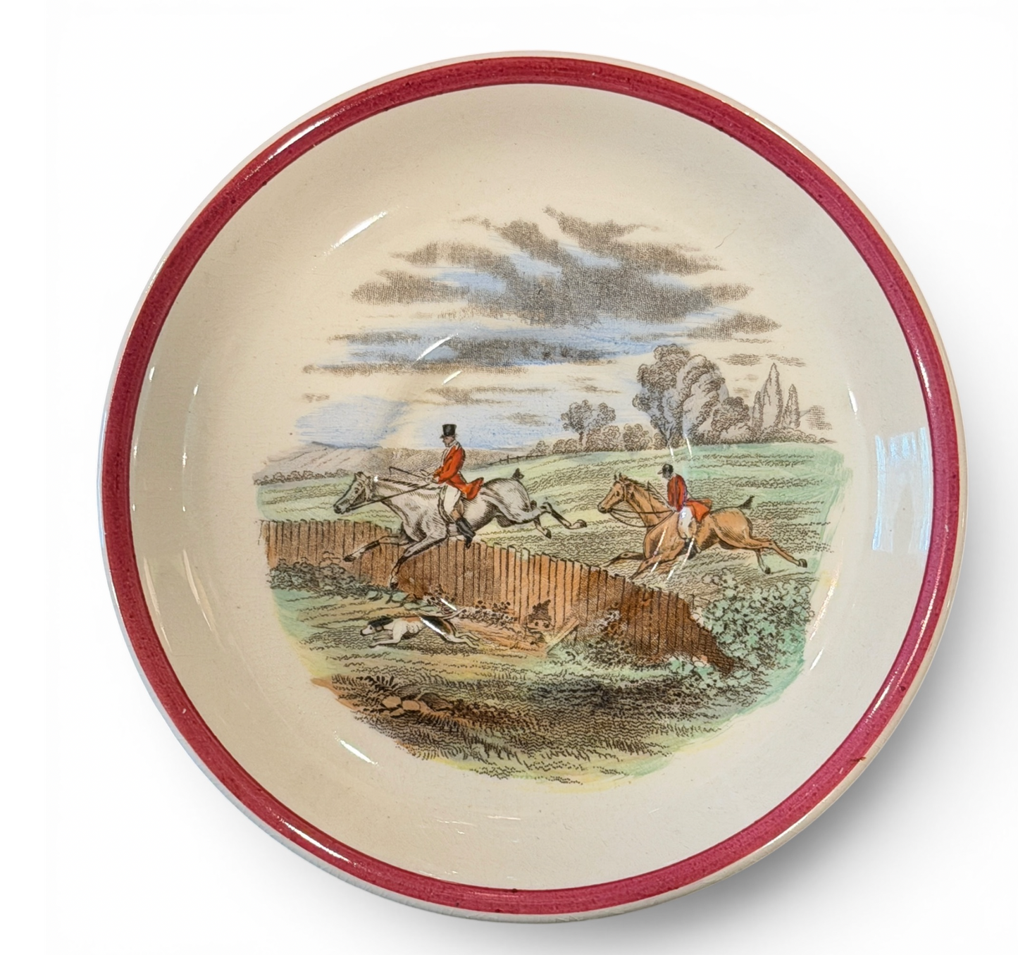 Antique Copeland Spode Herring's Hunt Fox Hunt Cups & Saucers - Set of 4