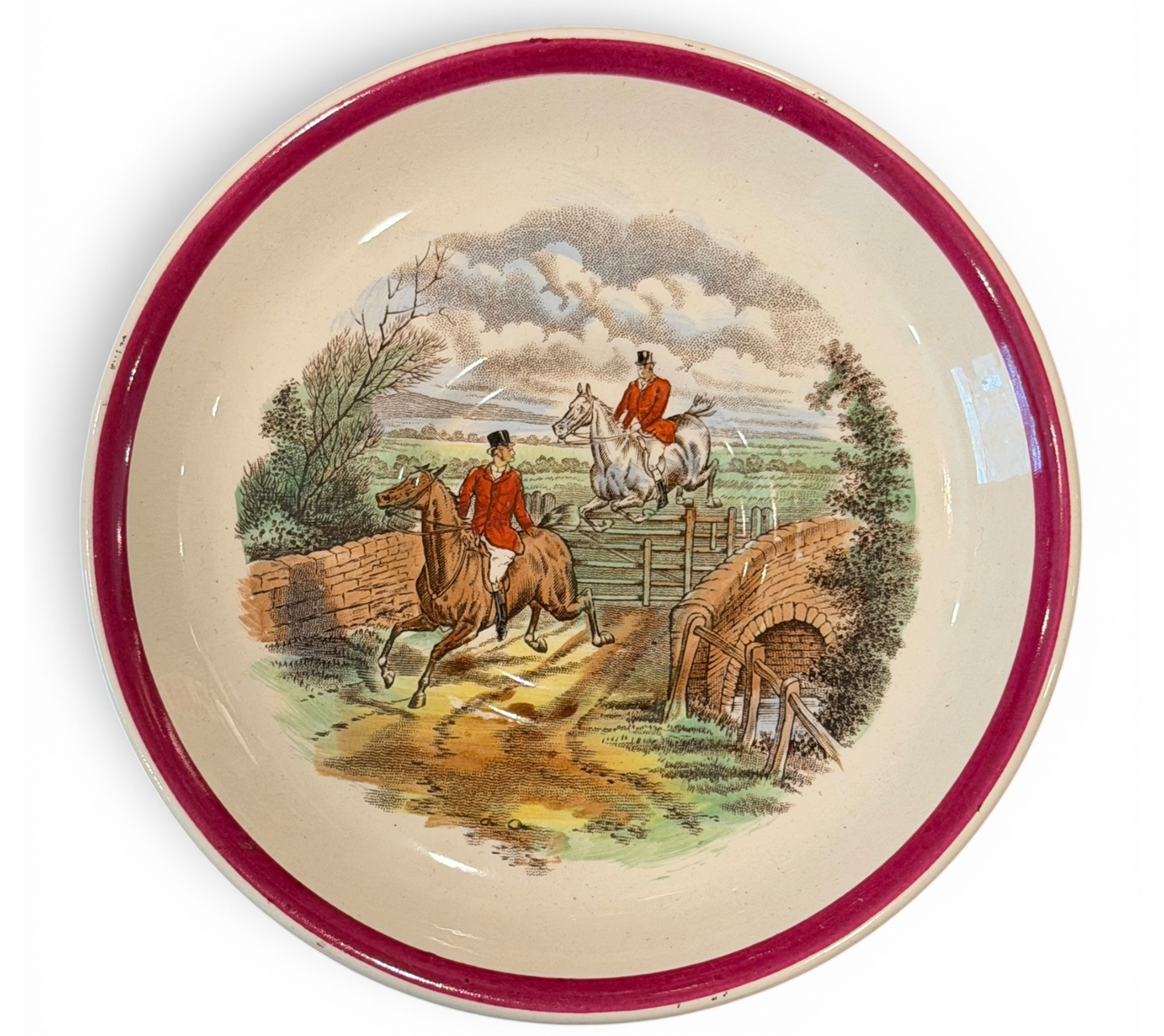 Antique Copeland Spode Herring's Hunt Fox Hunt Cups & Saucers - Set of 4