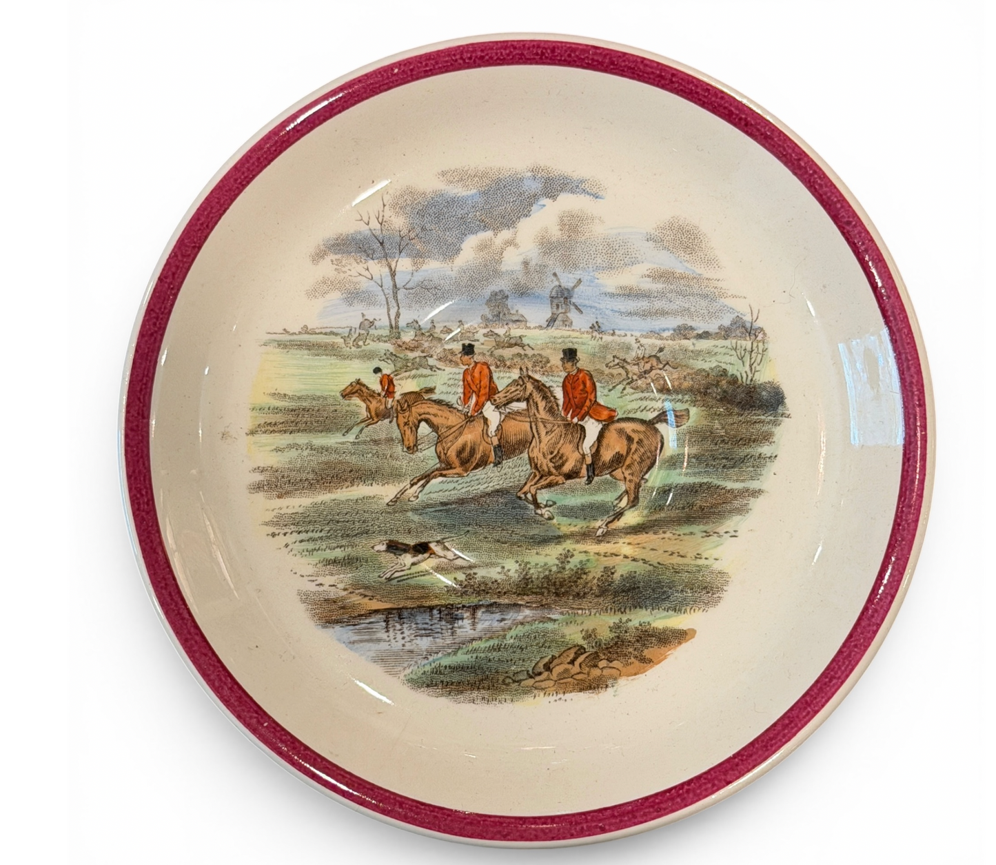 Antique Copeland Spode Herring's Hunt Fox Hunt Cups & Saucers - Set of 4