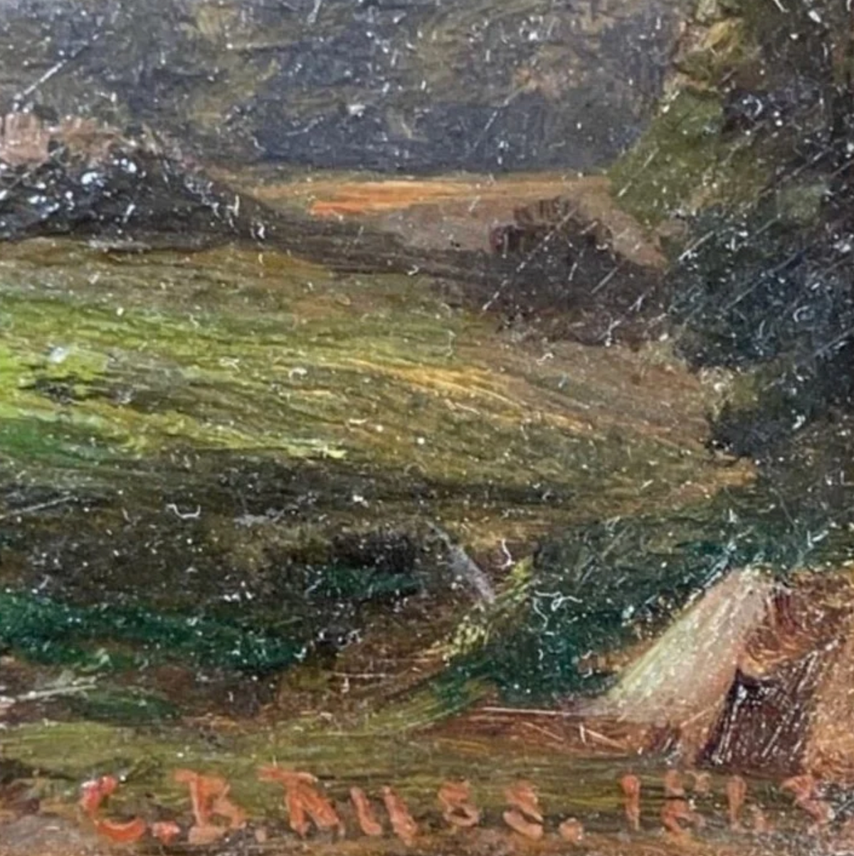 1863 Charles Betton Russ Signed American Landscape Oil Painting