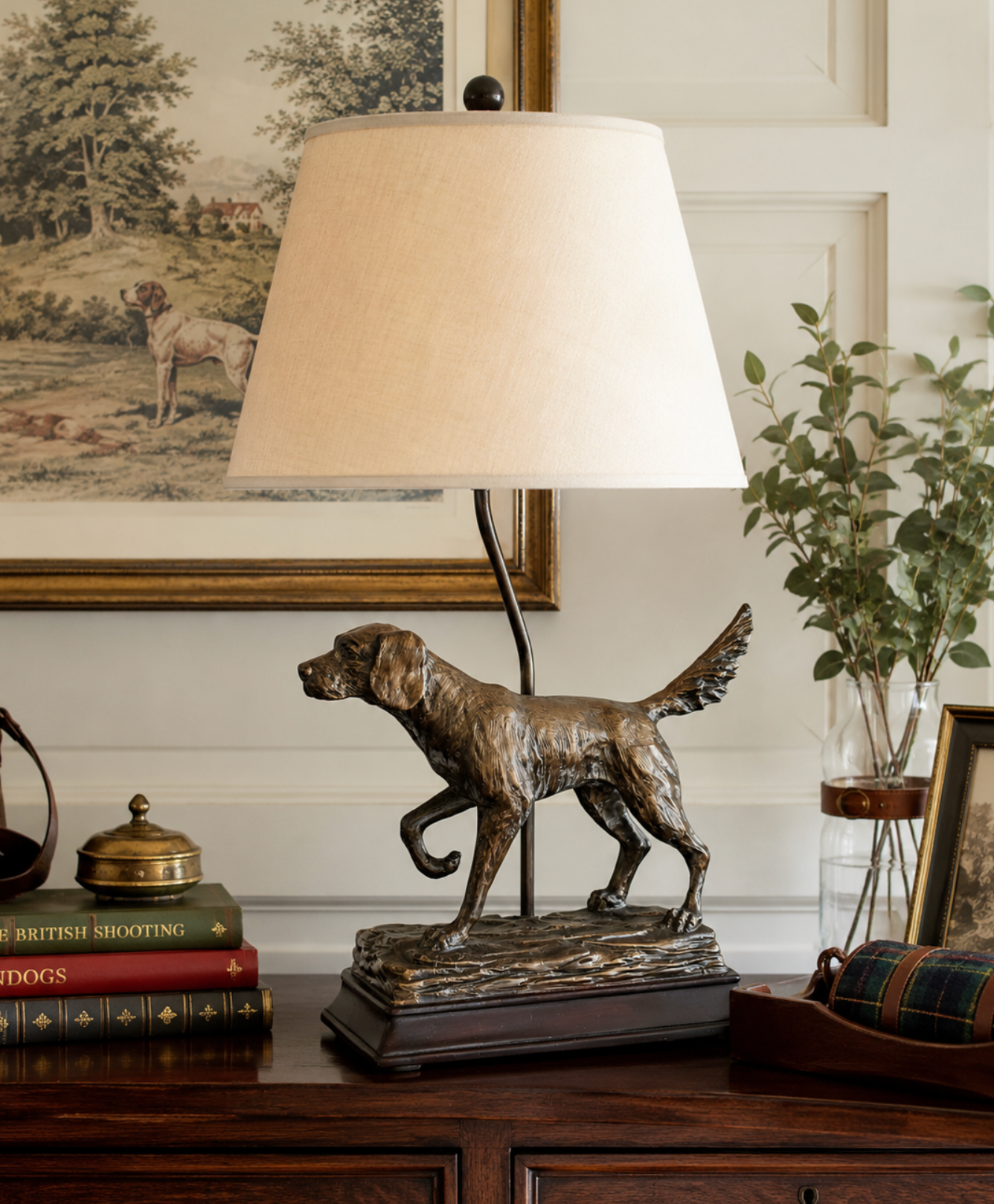 Vintage Hunting Dog Table Lamp