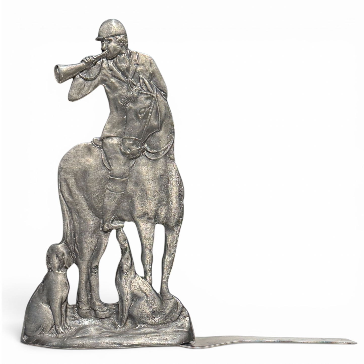 Antique Pewter Fox Hunt Bookend