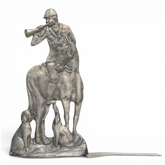 Antique Pewter Fox Hunt Bookend