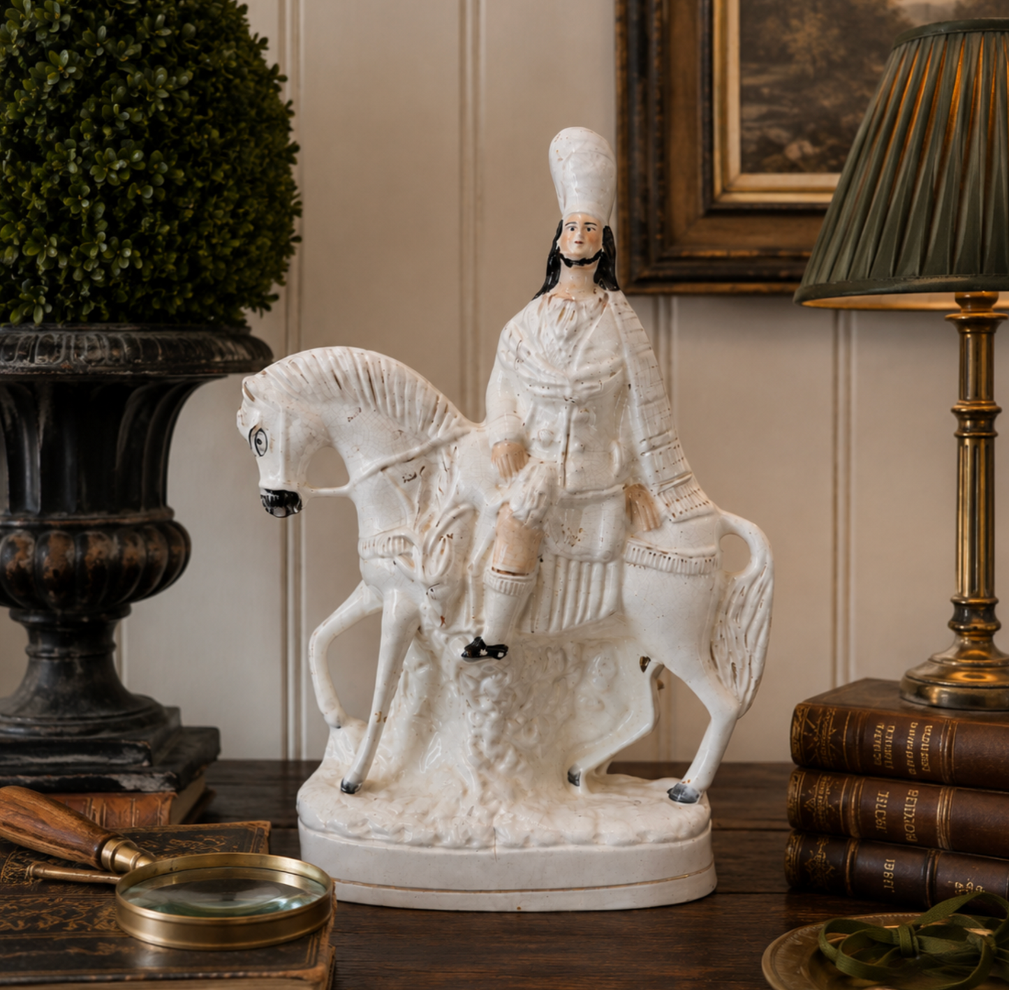 Antique Staffordshire Scottish Highland Hunter on Horseback, c.1860
