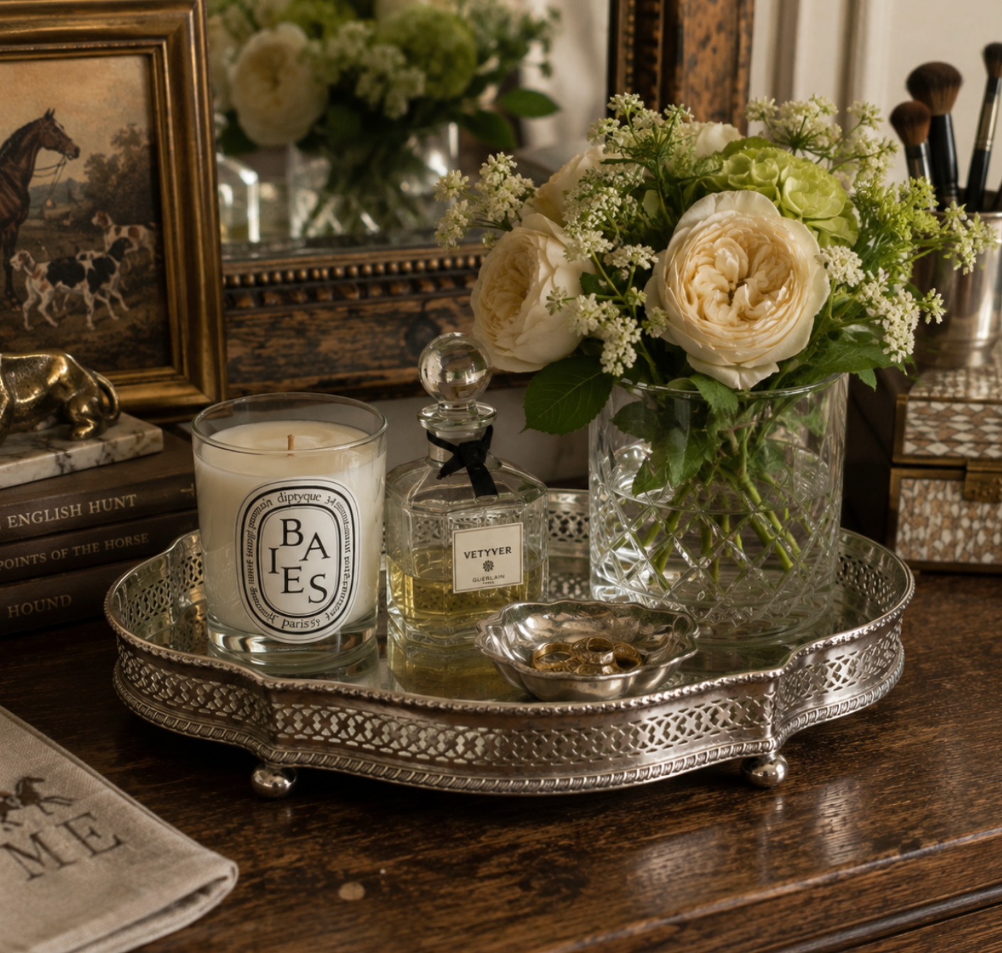 Vintage Pierced Silverplate Footed Gallery Tray