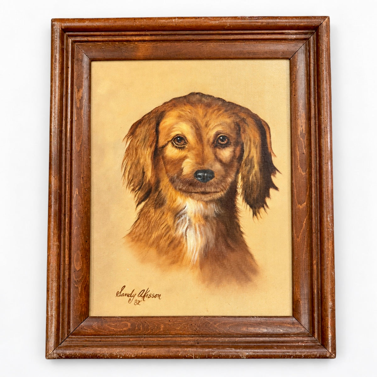 Vintage Original Oil Portrait of a Spaniel, Signed & Framed