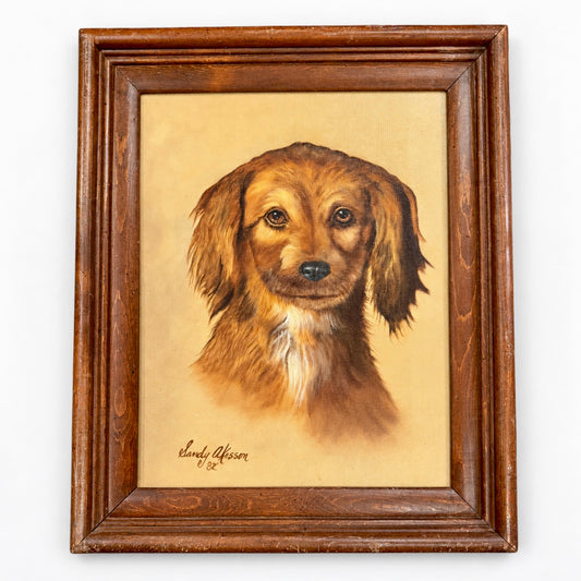 Vintage Original Oil Portrait of a Spaniel, Signed & Framed