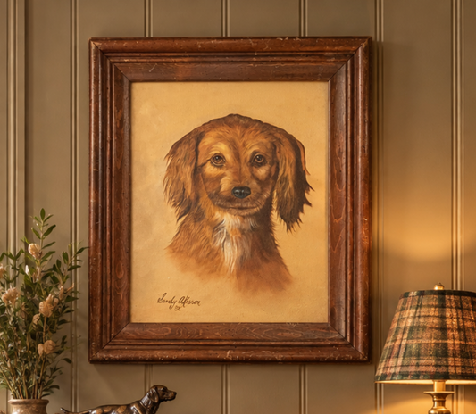 Vintage Original Oil Portrait of a Spaniel, Signed & Framed