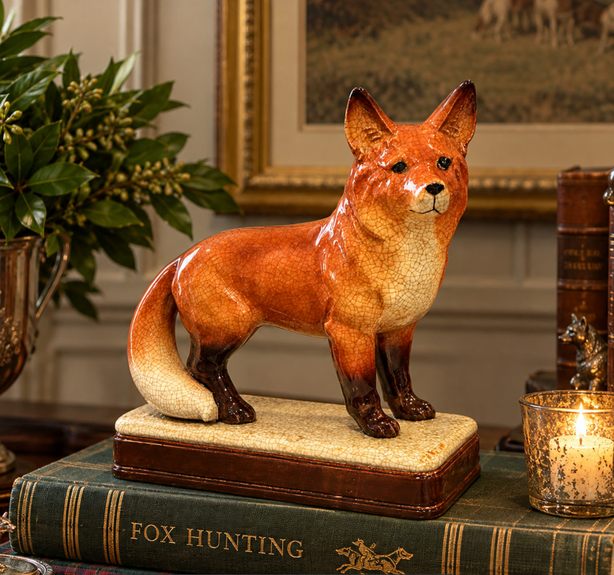 Vintage Takahashi Porcelain Fox Bookend Figurine