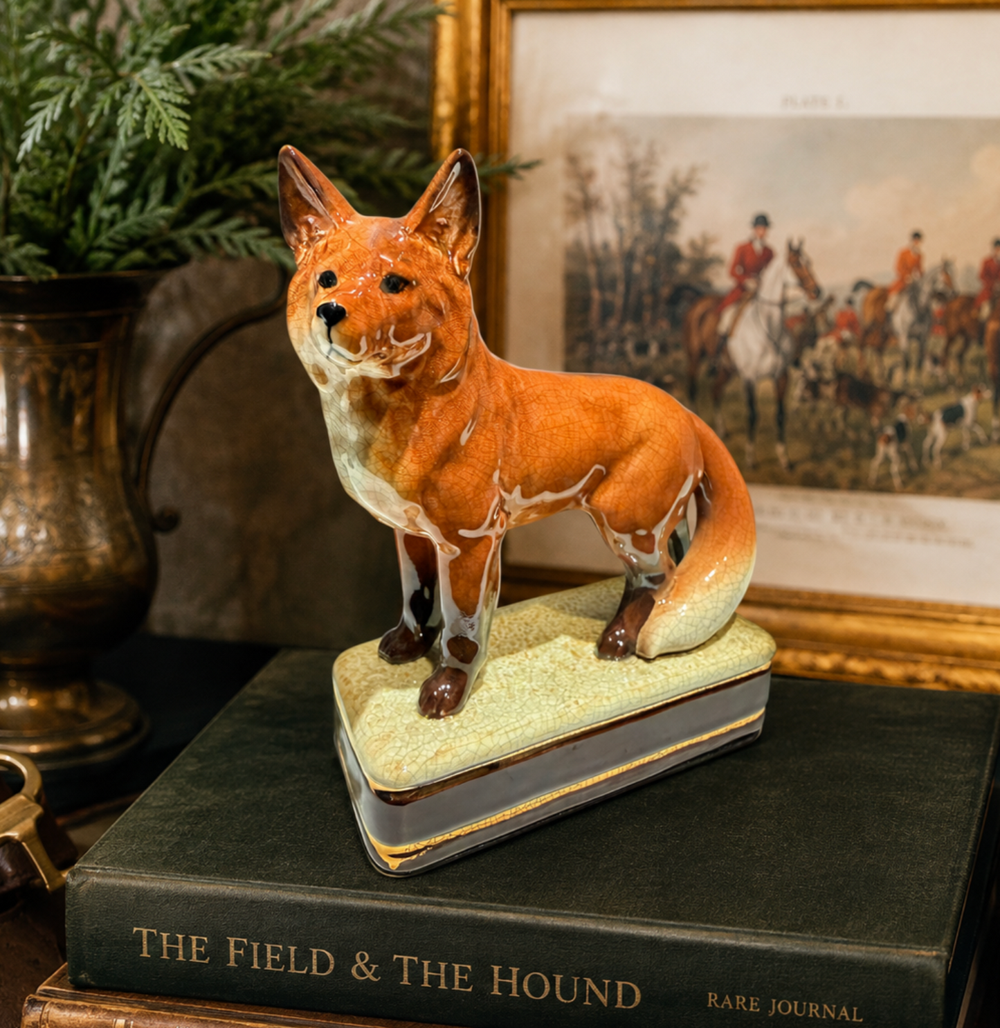 Vintage Takahashi Porcelain Fox Bookend Figurine