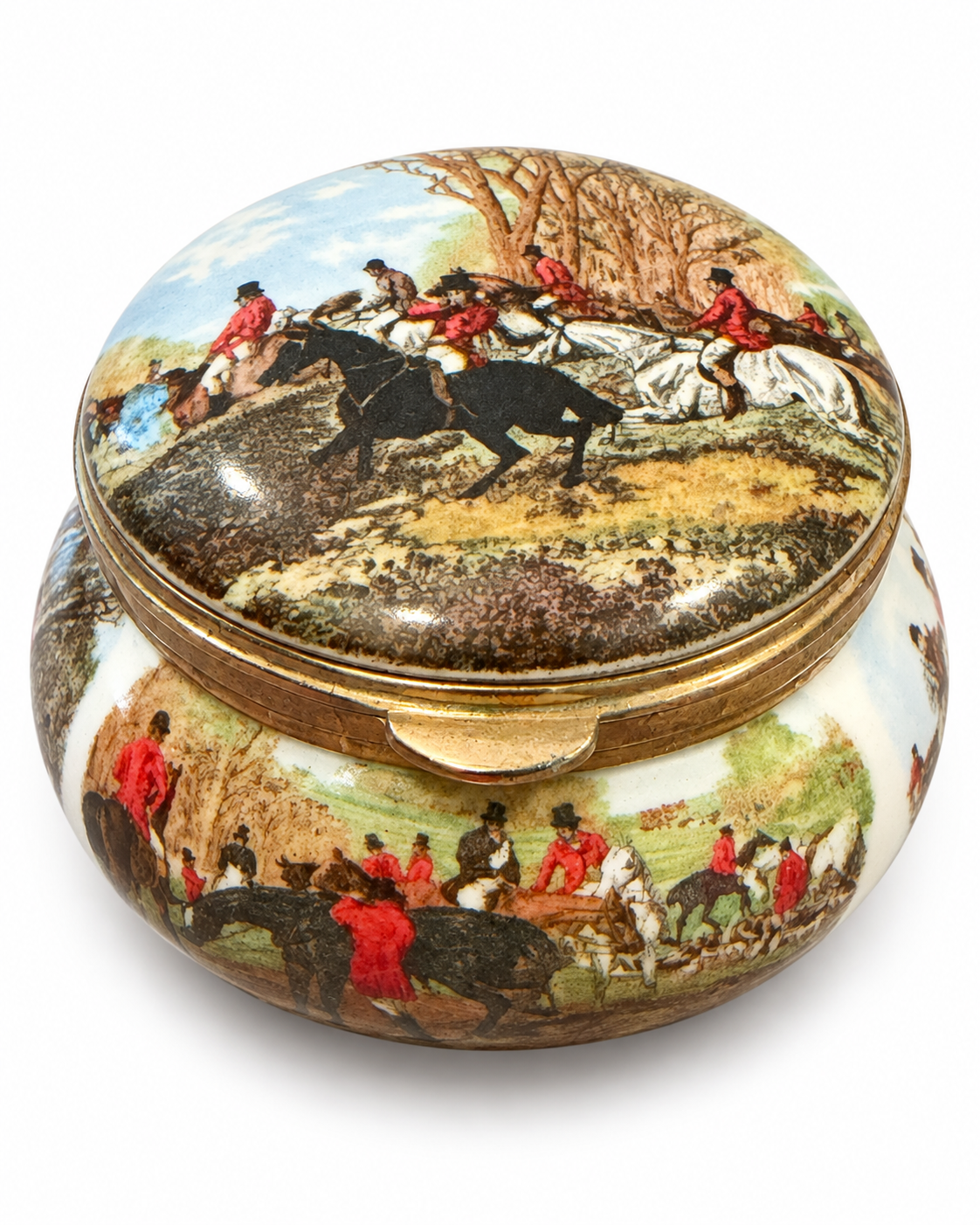 Vintage Avondale Staffordshire English Fox Hunting Bone China Trinket Box