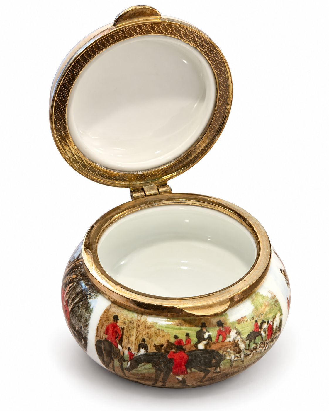 Vintage Avondale Staffordshire English Fox Hunting Bone China Trinket Box