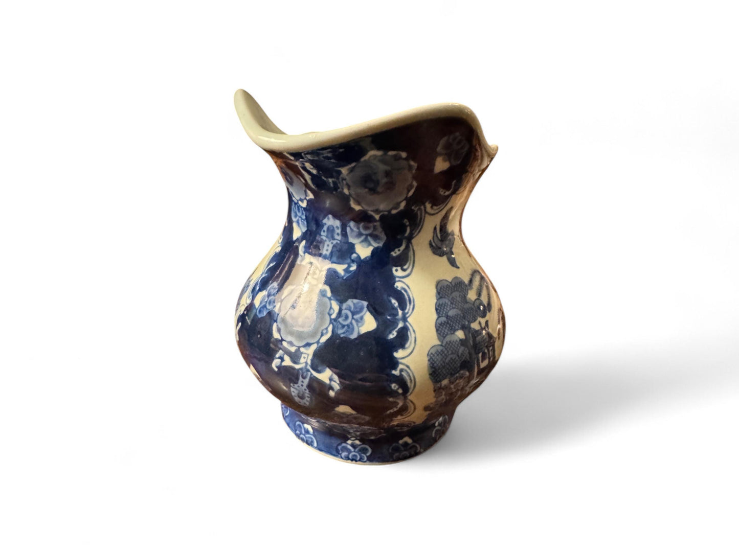 Antique Blue & White Chinoiserie Ironstone Pitcher