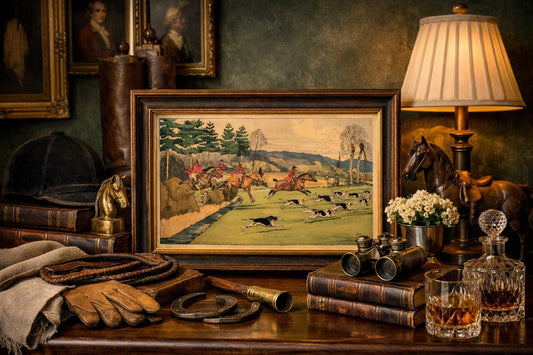 c. 1920 Antique Harry Eliott Fox Hunting Lithograph