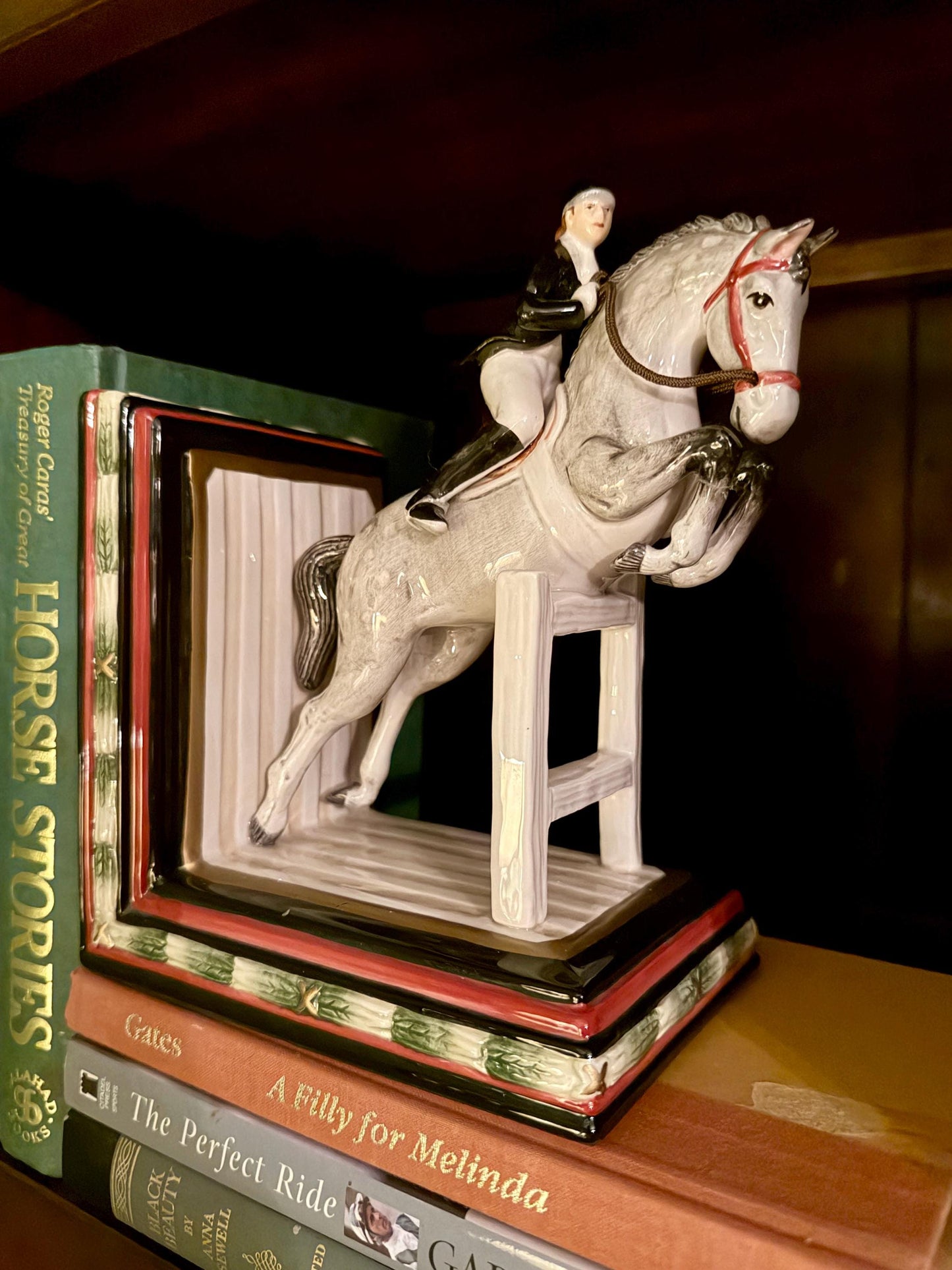 Vintage Fitz & Floyd Equestrian Jumper Bookends