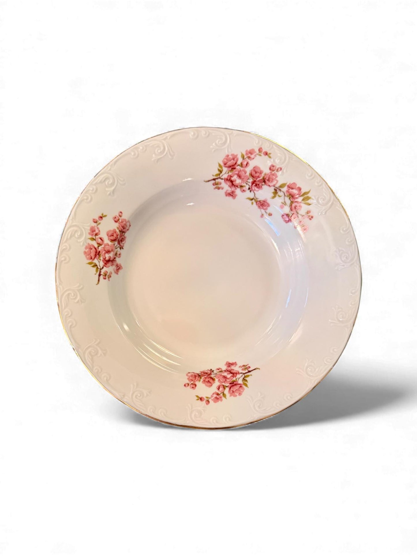 Vintage Romanian Fine Porcelain Cherry Blossom Dinnerware Set – 37 Piece Tea & Service Collection