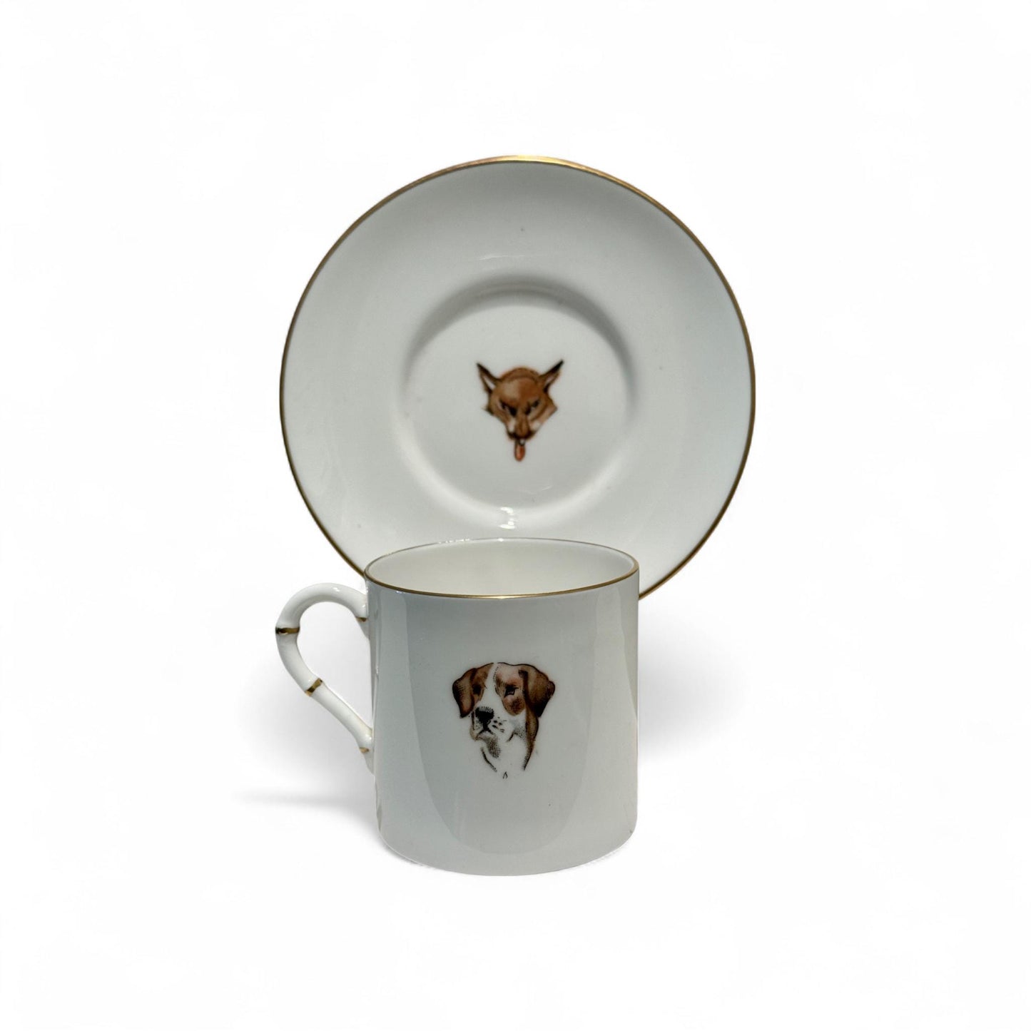 Vintage Royal Worcester Fox Hunt Plate & Demitasse Cup