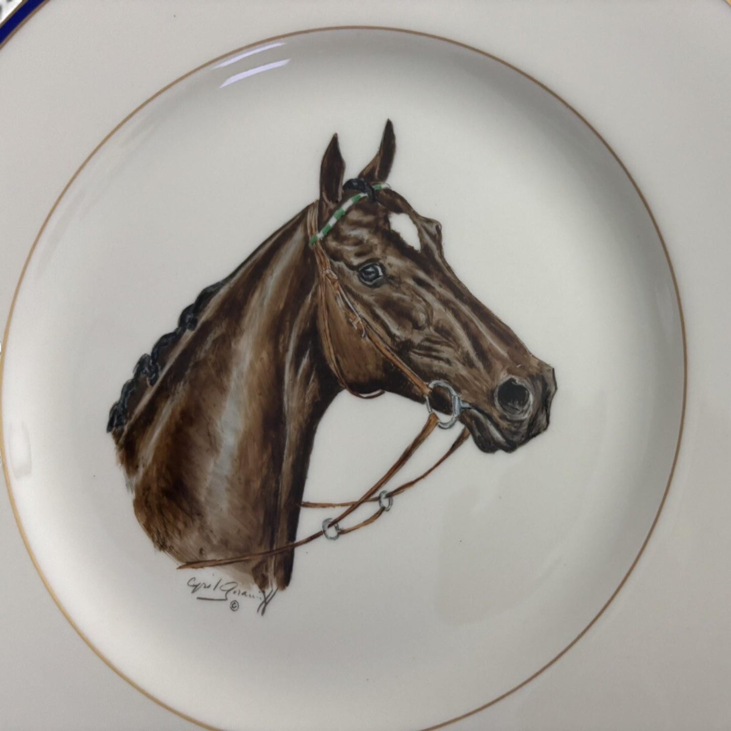 Vintage Cyril Gorainoff Hand-Painted & Signed Equestrian Plate – Fine Porcelain