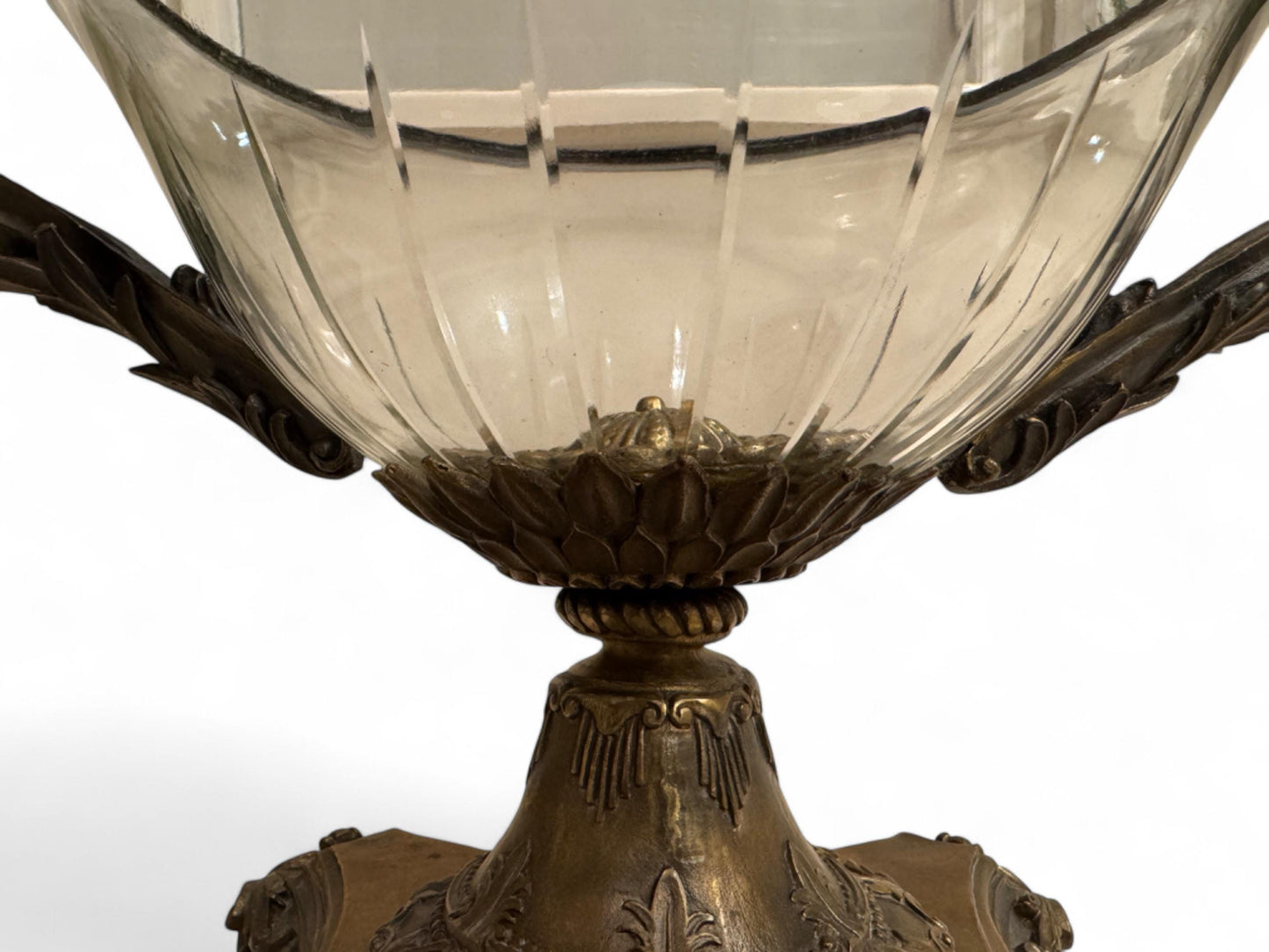 Spectacular Antique Bronze & Cut Crystal Urn Centerpiece
