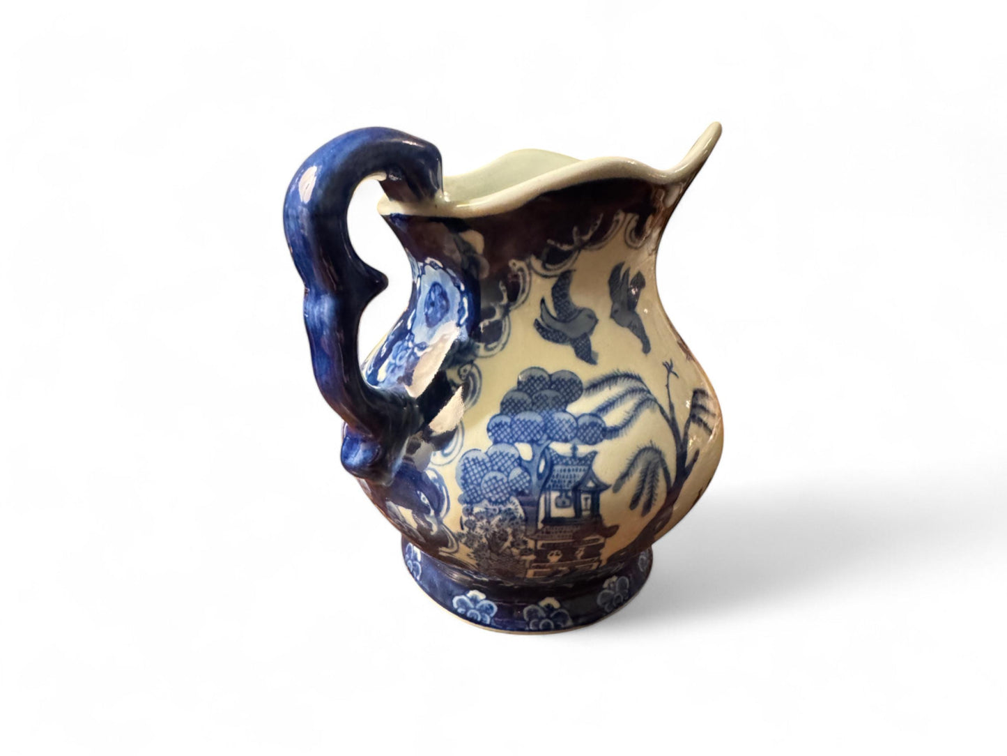 Antique Blue & White Chinoiserie Ironstone Pitcher