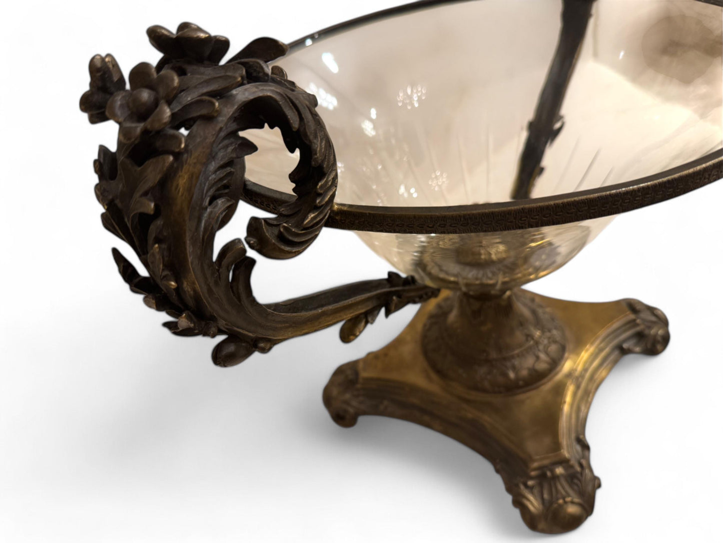 Spectacular Antique Bronze & Cut Crystal Urn Centerpiece