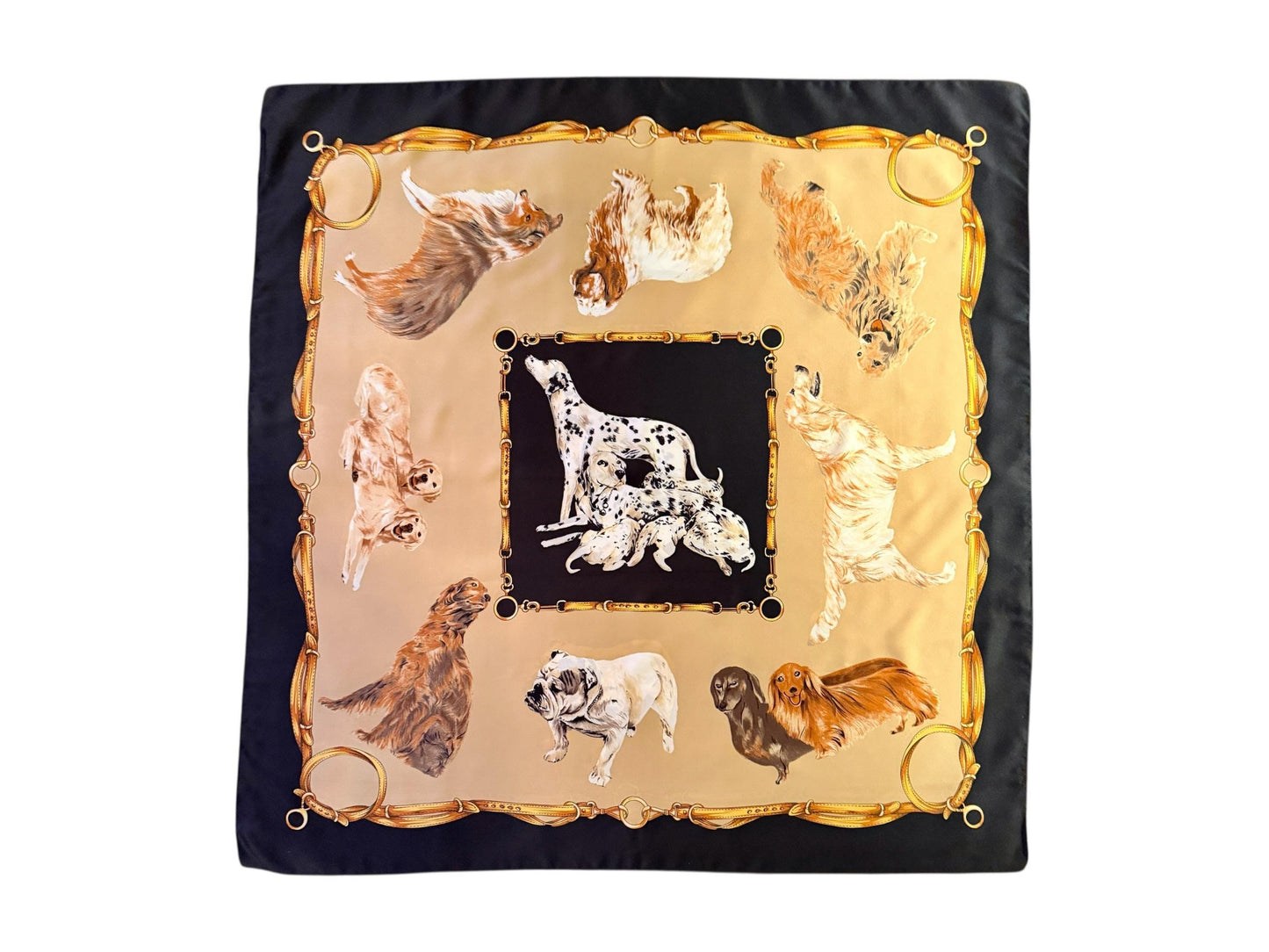 Vintage Brooks Brothers Style Sporting Dog Silk Scarf