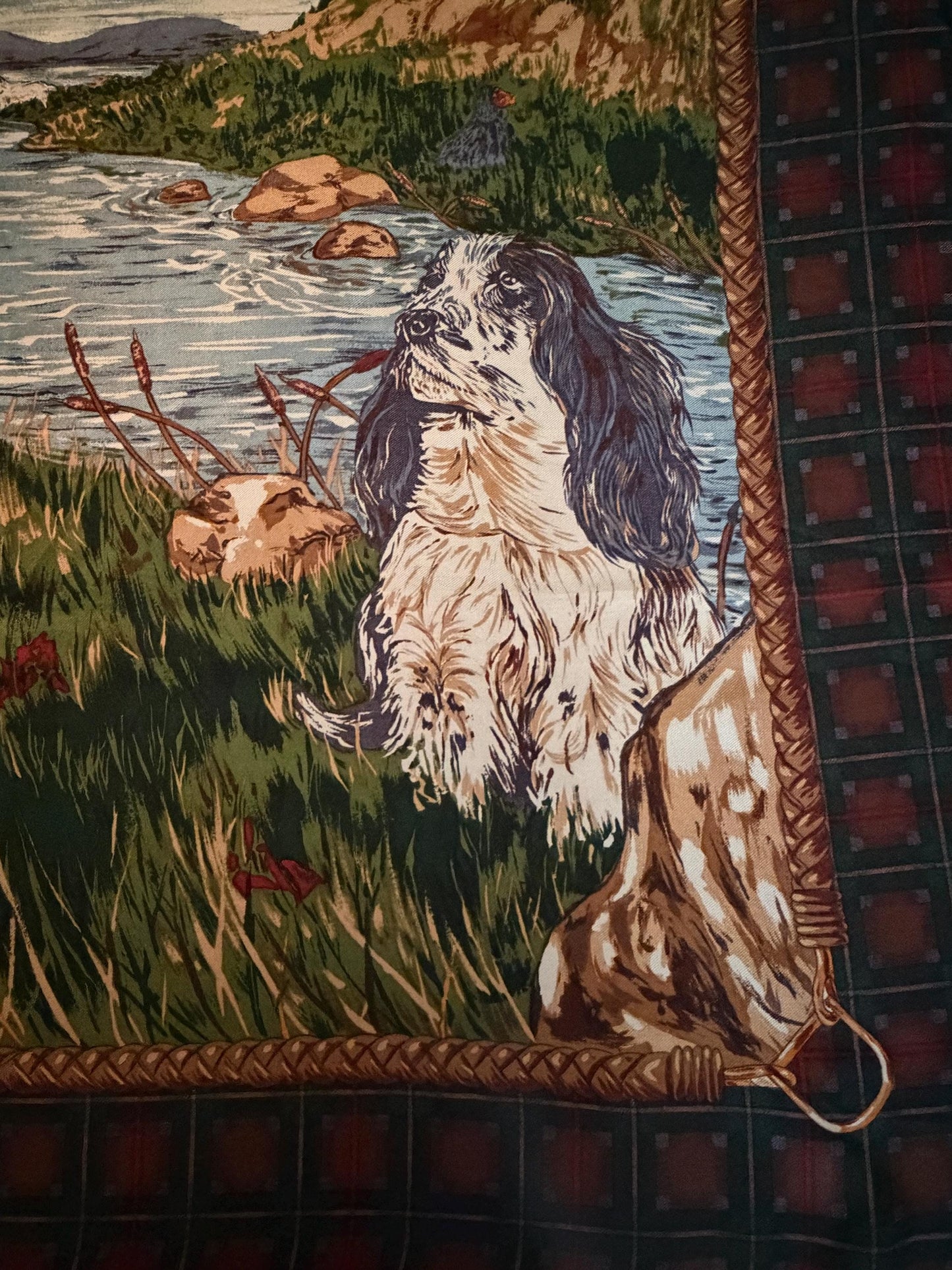 Vintage Luxury Hunting Dog Silk Scarf