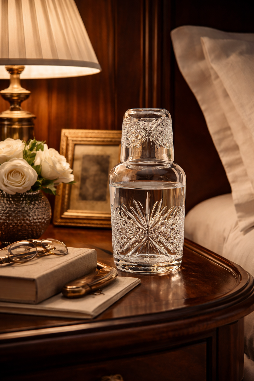 Crystal Bedside Carafe & Glass Set
