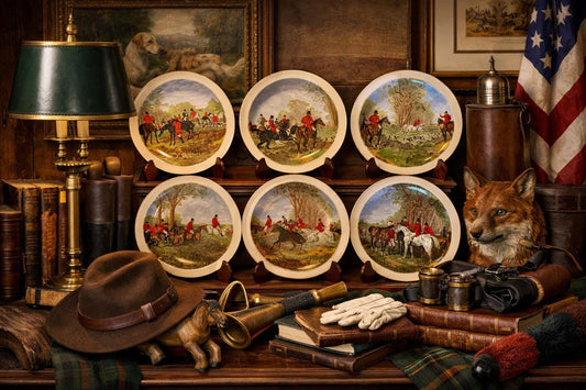 Rare Collection of 13 Vintage J.F. Herring Fox Hunting Dinner Plates