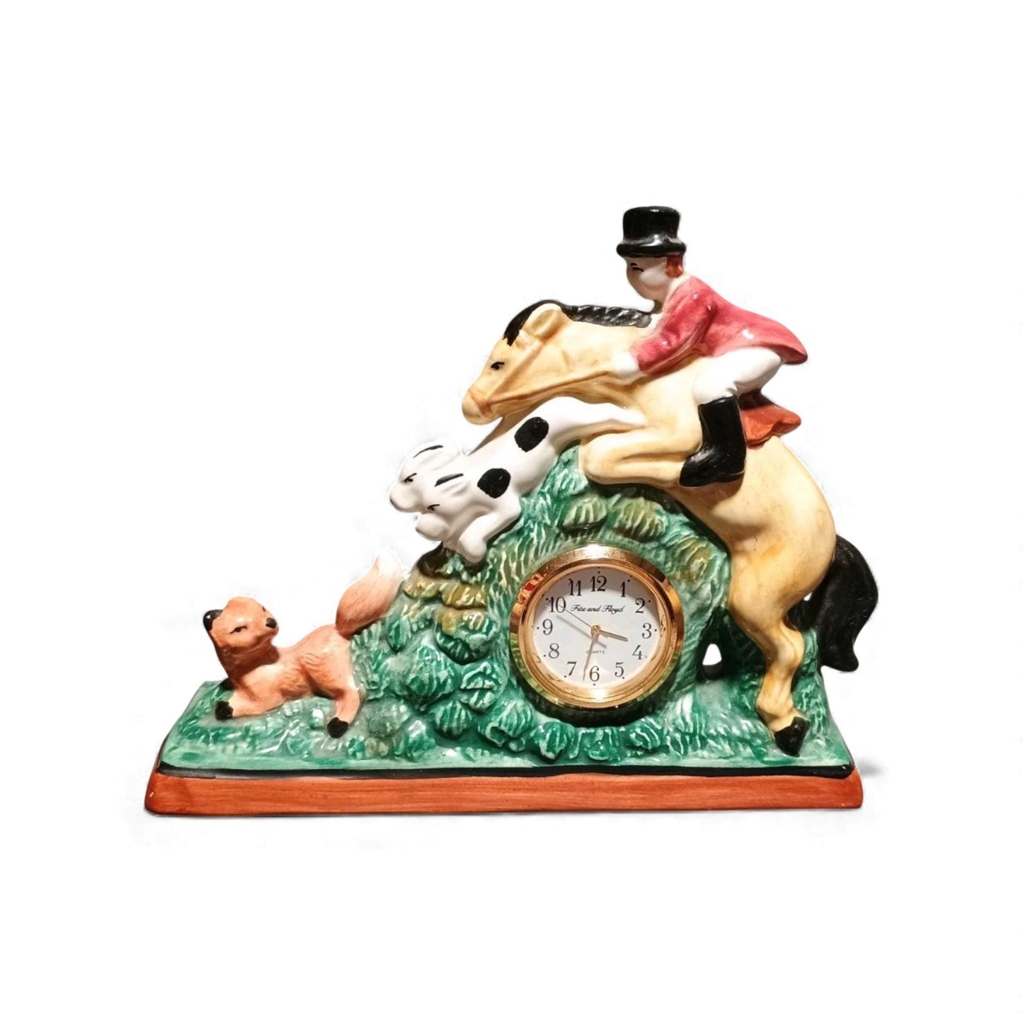 Vintage Fitz & Floyd Tally Ho Fox Hunting Mantel Clock