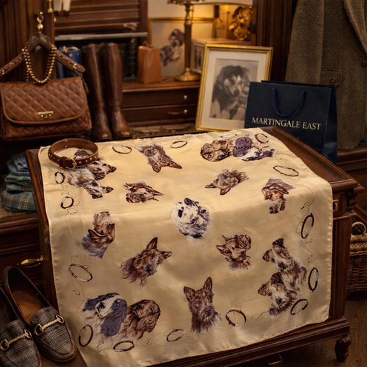 Vintage Brooks Brothers Style Sporting Dog Silk Scarf