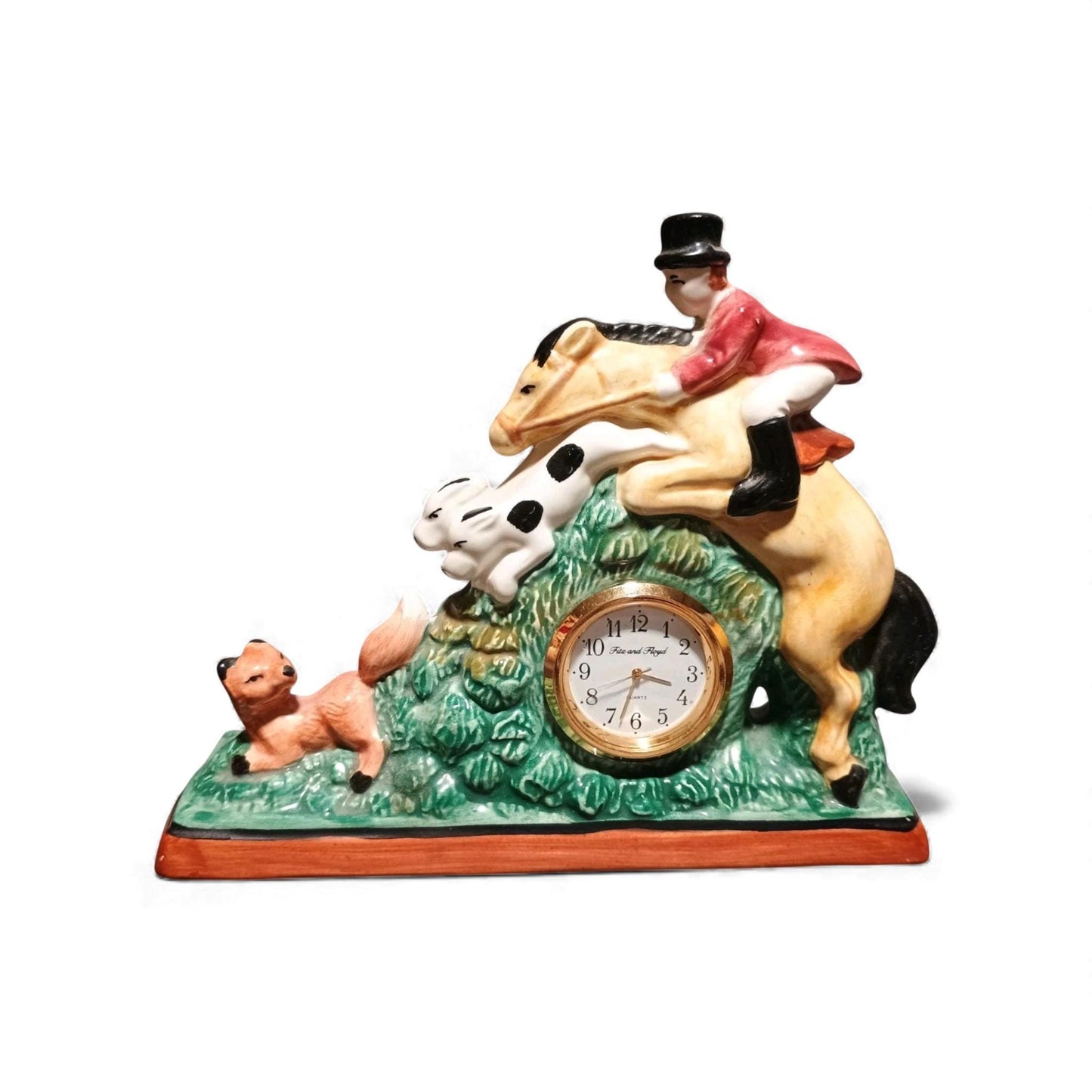 Vintage Fitz & Floyd Tally Ho Fox Hunting Mantel Clock