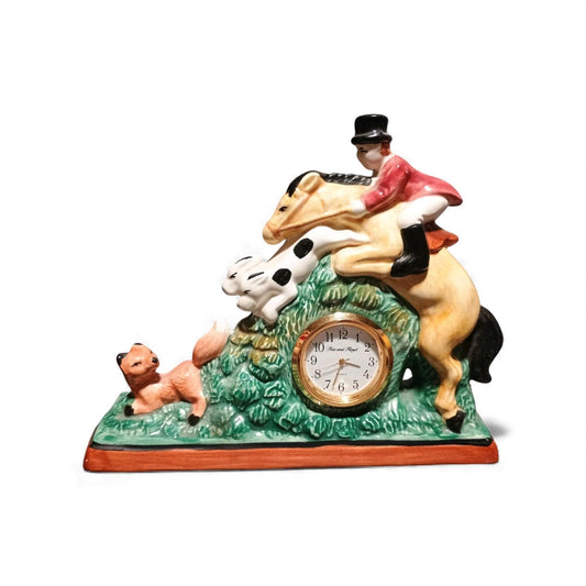 Vintage Fitz & Floyd Tally Ho Fox Hunting Mantel Clock