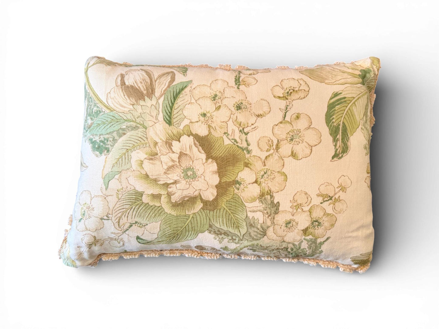 Custom Thibaut Honshu Floral & Linen Tassel Large Accent Pillow