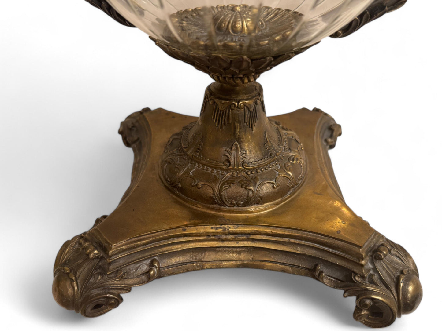 Spectacular Antique Bronze & Cut Crystal Urn Centerpiece
