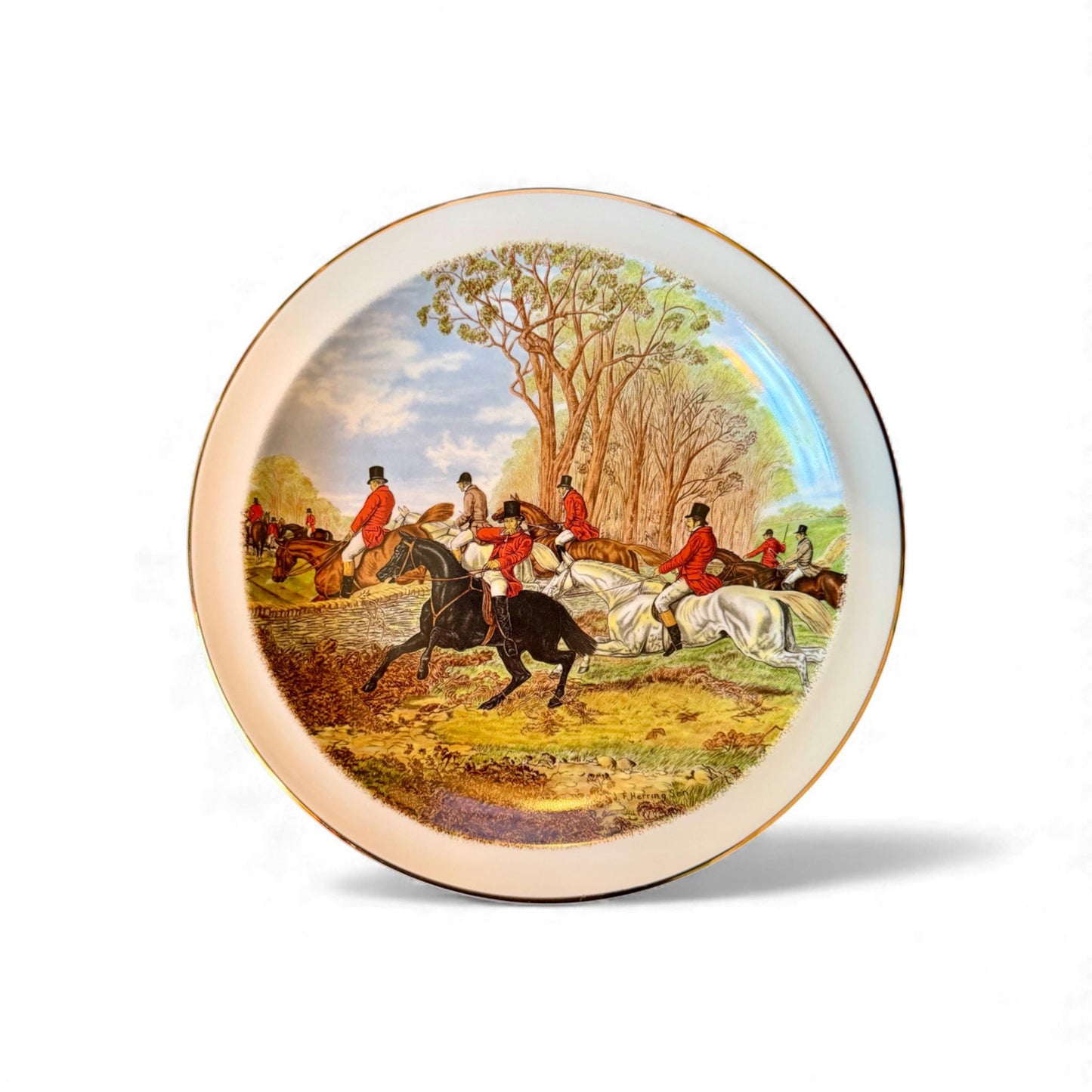 Rare Collection of 13 Vintage J.F. Herring Fox Hunting Dinner Plates