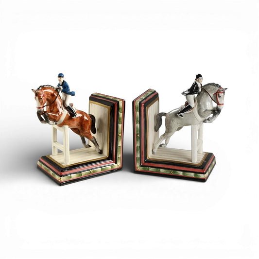 Vintage Fitz & Floyd Equestrian Jumper Bookends