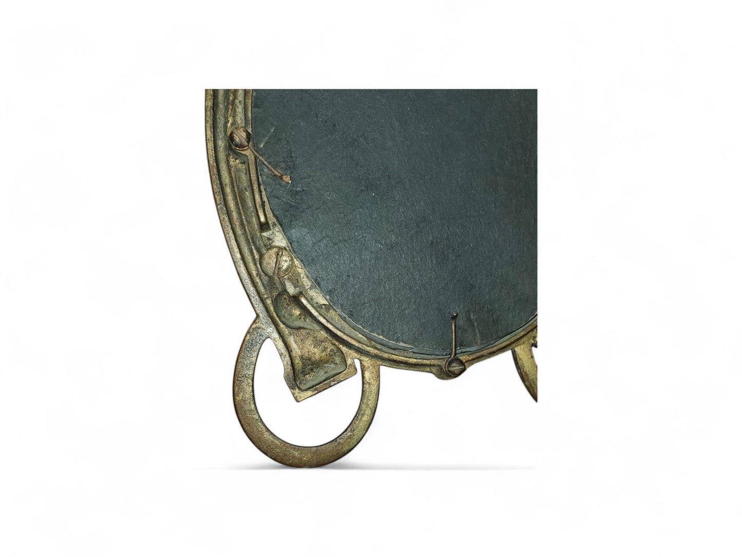c.1900 Solid Brass Equestrian Gentleman's Shaving Mirror with Hooks