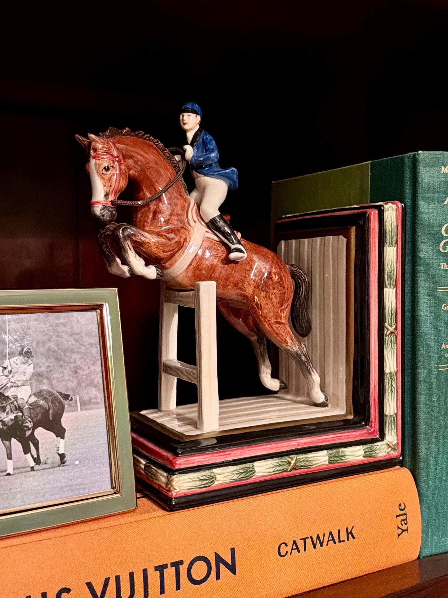 Vintage Fitz & Floyd Equestrian Jumper Bookends