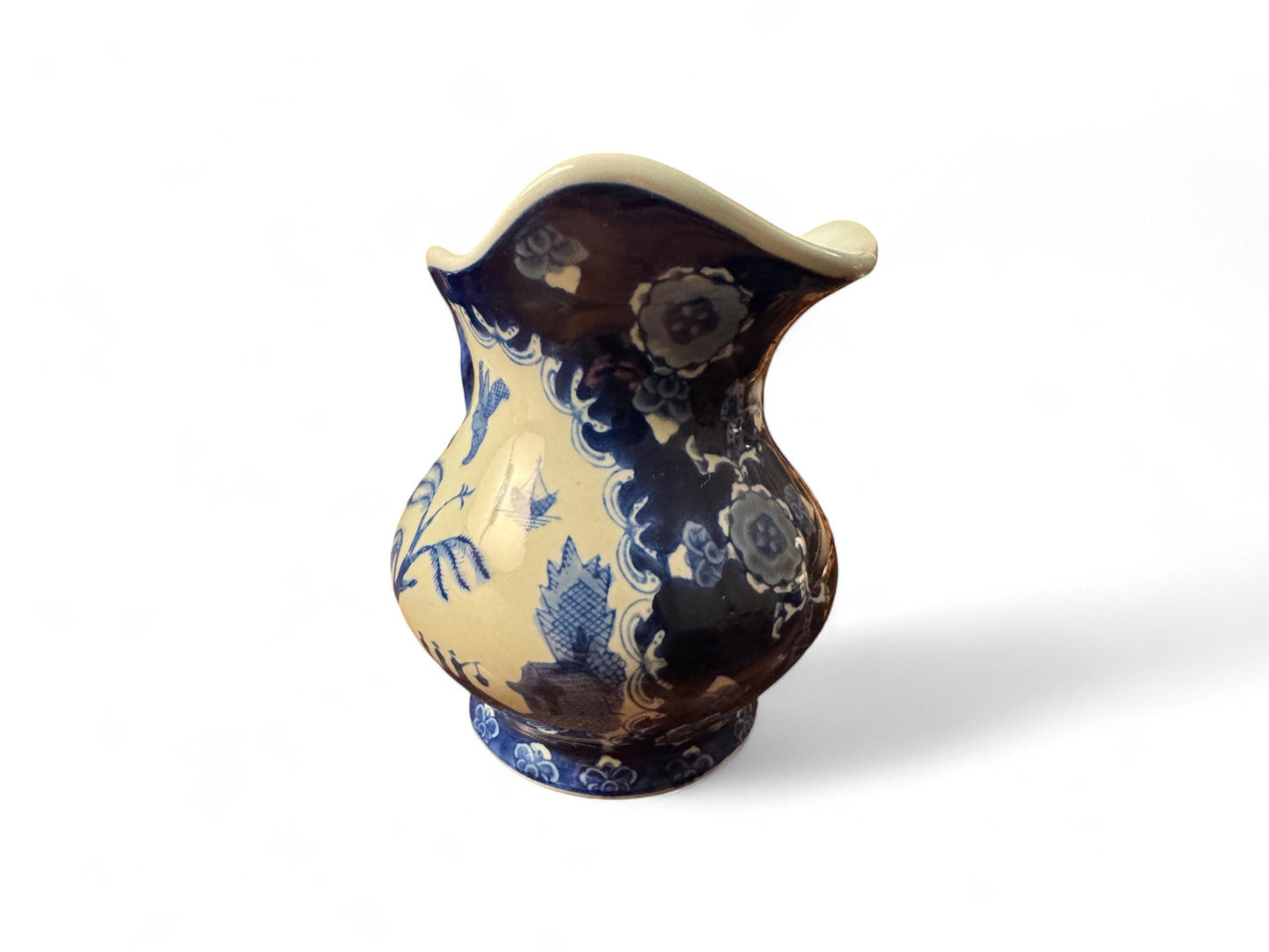 Antique Blue & White Chinoiserie Ironstone Pitcher